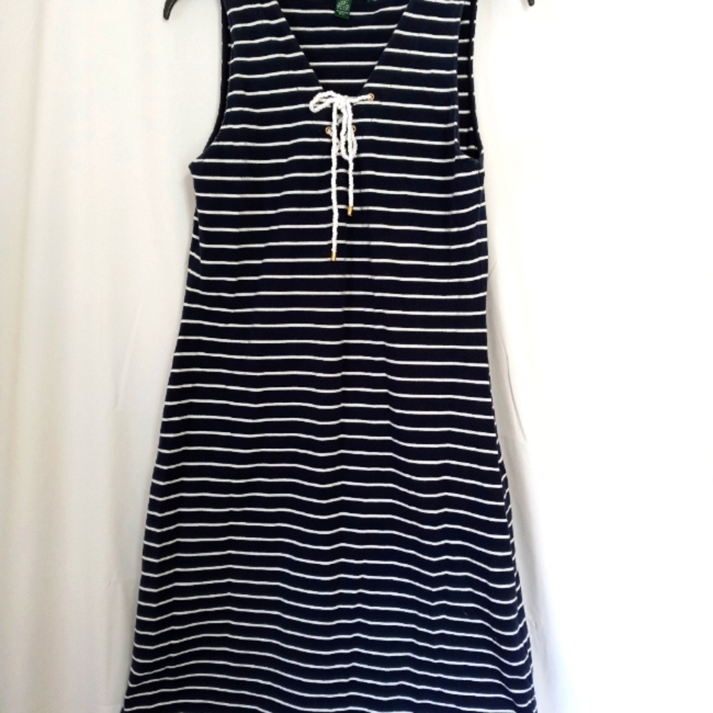 Lauren dress nautical blue/white stripe cotton